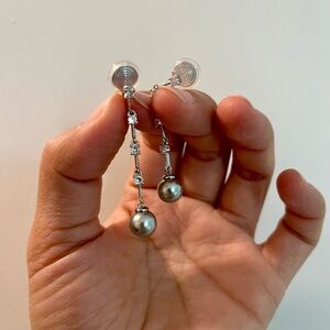 Elegant Silver Pearl Drop Earrings